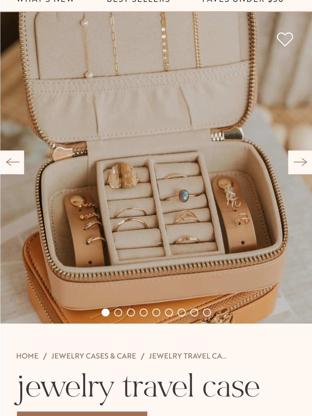 Hello Adorn travel jewelry box vegan leather gold hardware NWOT